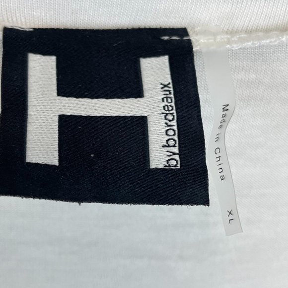 H by Bordeaux off white ivory cap sleeve ruched short sleeve tee extra large - Picture 11 of 12